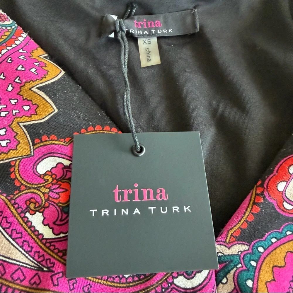 NWT Trina Turk XS “Birch” Paisley Print Mini Dress Bold Multi Color Fabric